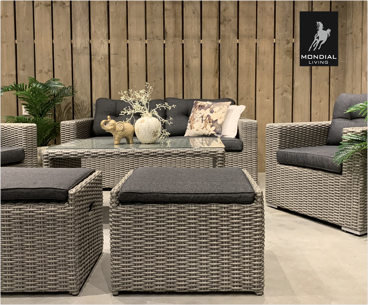 6-persoons Loungeset Garonne Blended Grey | Incl. tafel