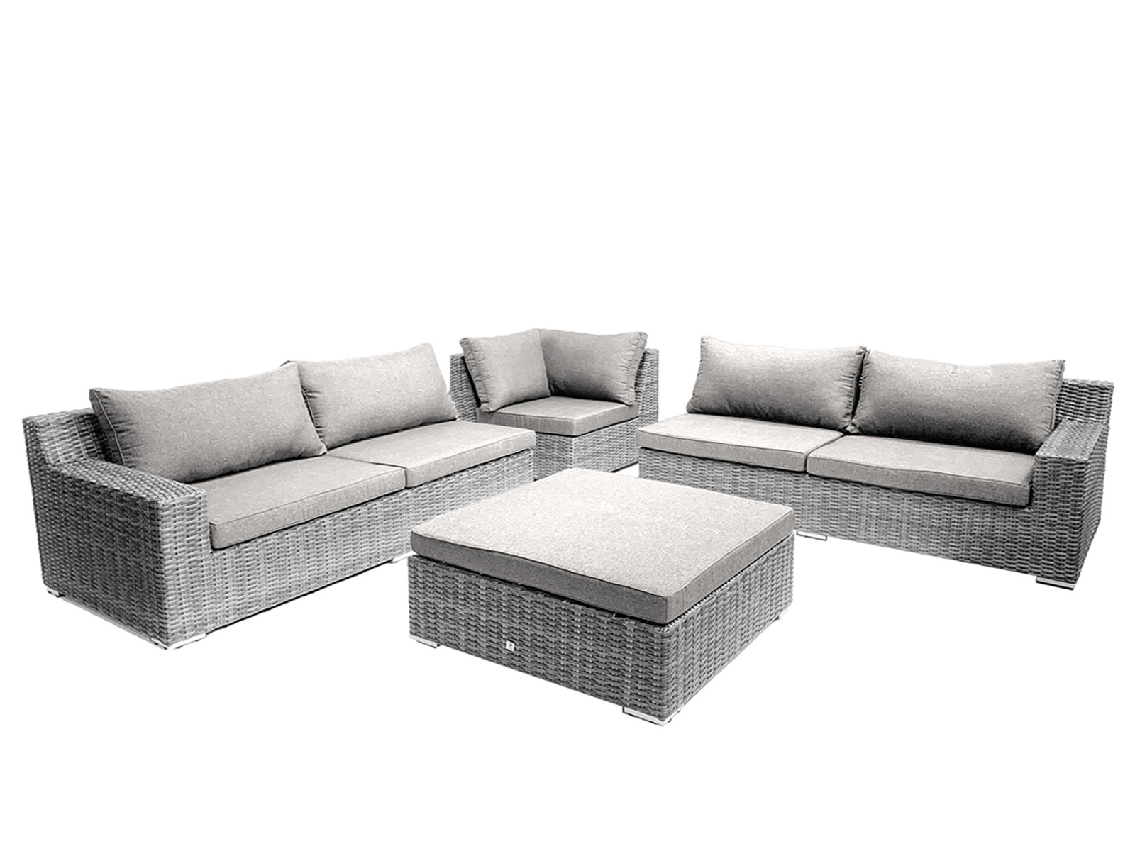 7-persoons Loungeset Colorado Blended Grey met beige kussens