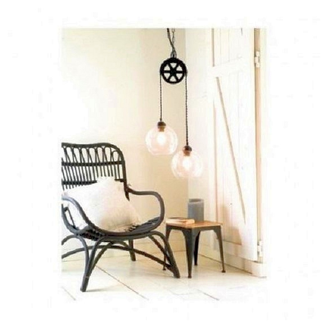 Glazen hanglamp van Lumineo met katrol, 77,5 cm