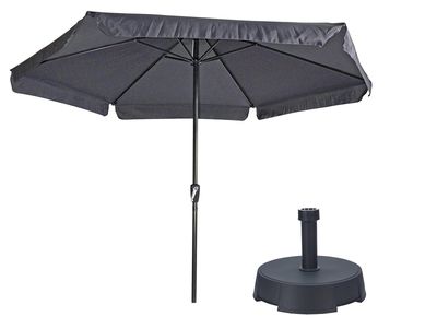 Parasol Gemini Donkergrijs/Antraciet Ø300 cm | Inclusief Parasolvoet 25 kg 1077991