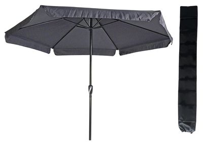 Parasol Gemini Donkergrijs/Antraciet Ø300 cm | met Gratis Opberghoes 1080936