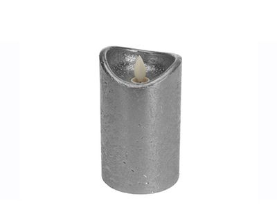 Led kaars - Zilver - 7,5 x 12,5 cm - Op Batterij 1071542
