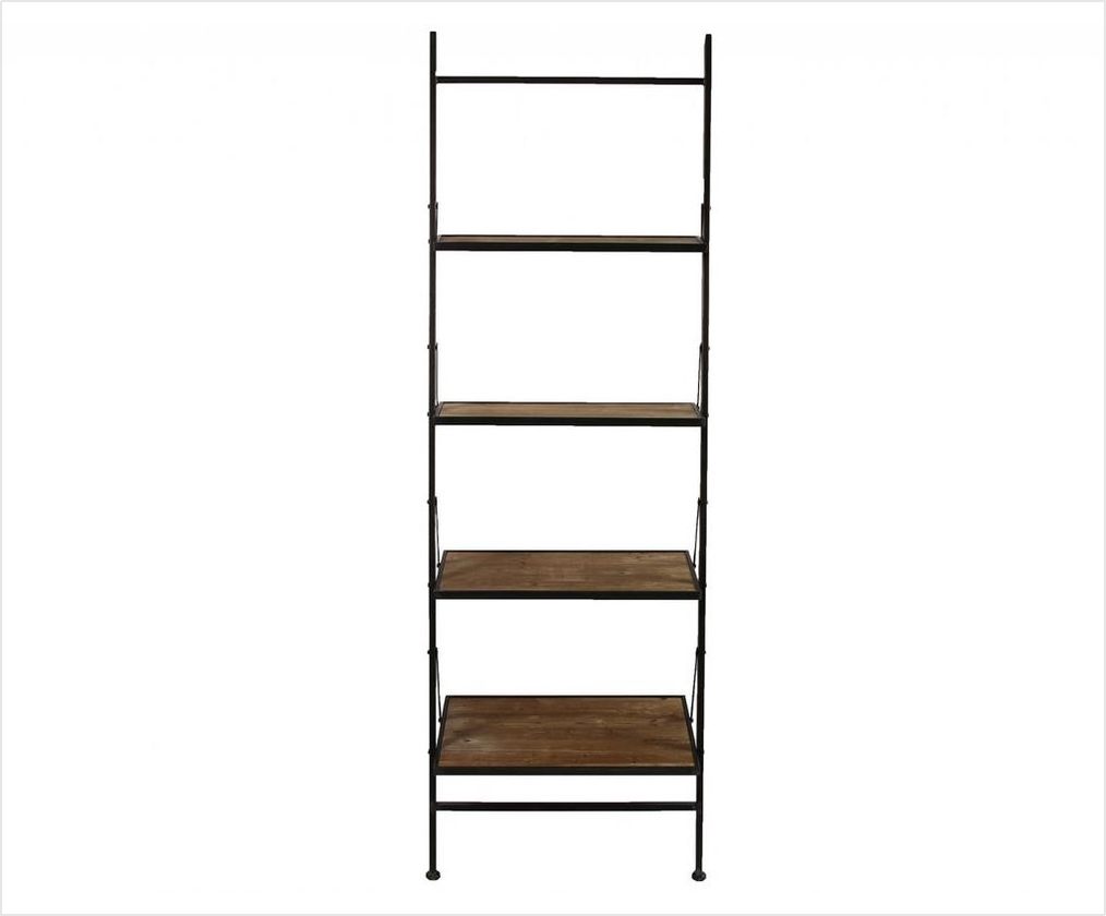 Wandrek Mano met 4 houten planken en metalen frame