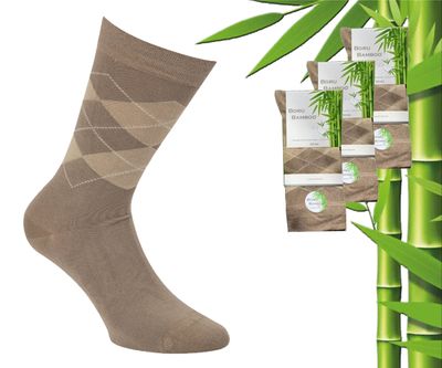 3 Paar Boru Bamboo Sokken - Bamboe - Square - Beige - Maat 46-47 1082528