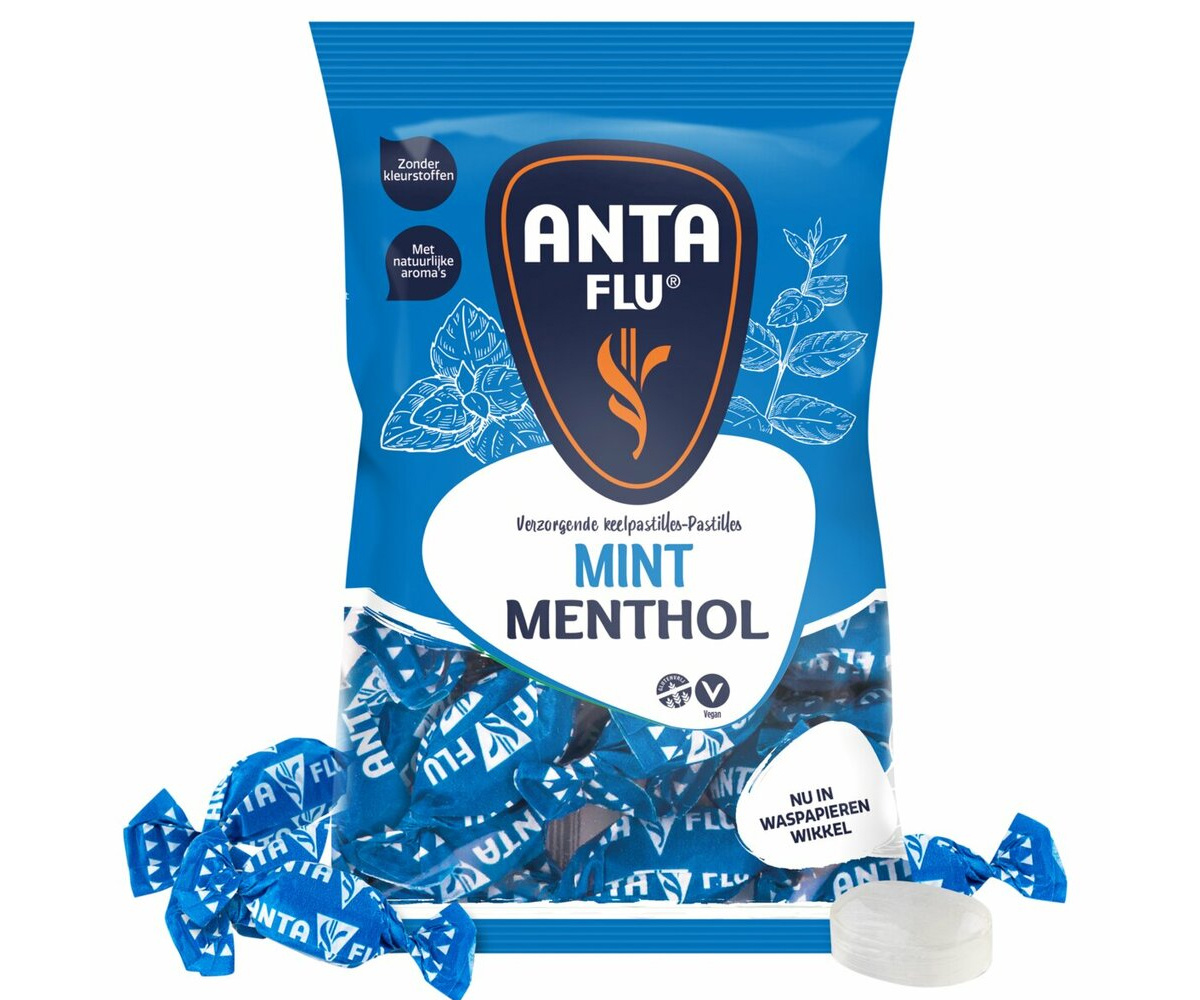 Voordeelverpakking Snoepgoed - 6 zakken Antiflu Menthol Mint Blauw á 165 gram