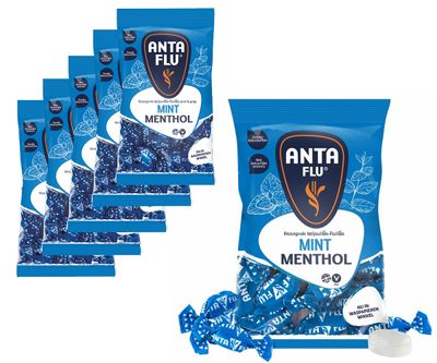 Voordeelverpakking Snoepgoed - 6 zakken Antiflu Menthol Mint Blauw á 165 gram 1081896