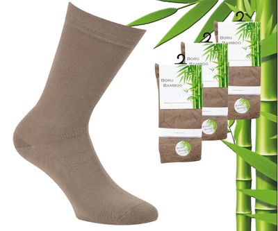 3 Paar Boru Bamboo Sokken - Bamboe - Donker Beige - Maat 46-47 1082422