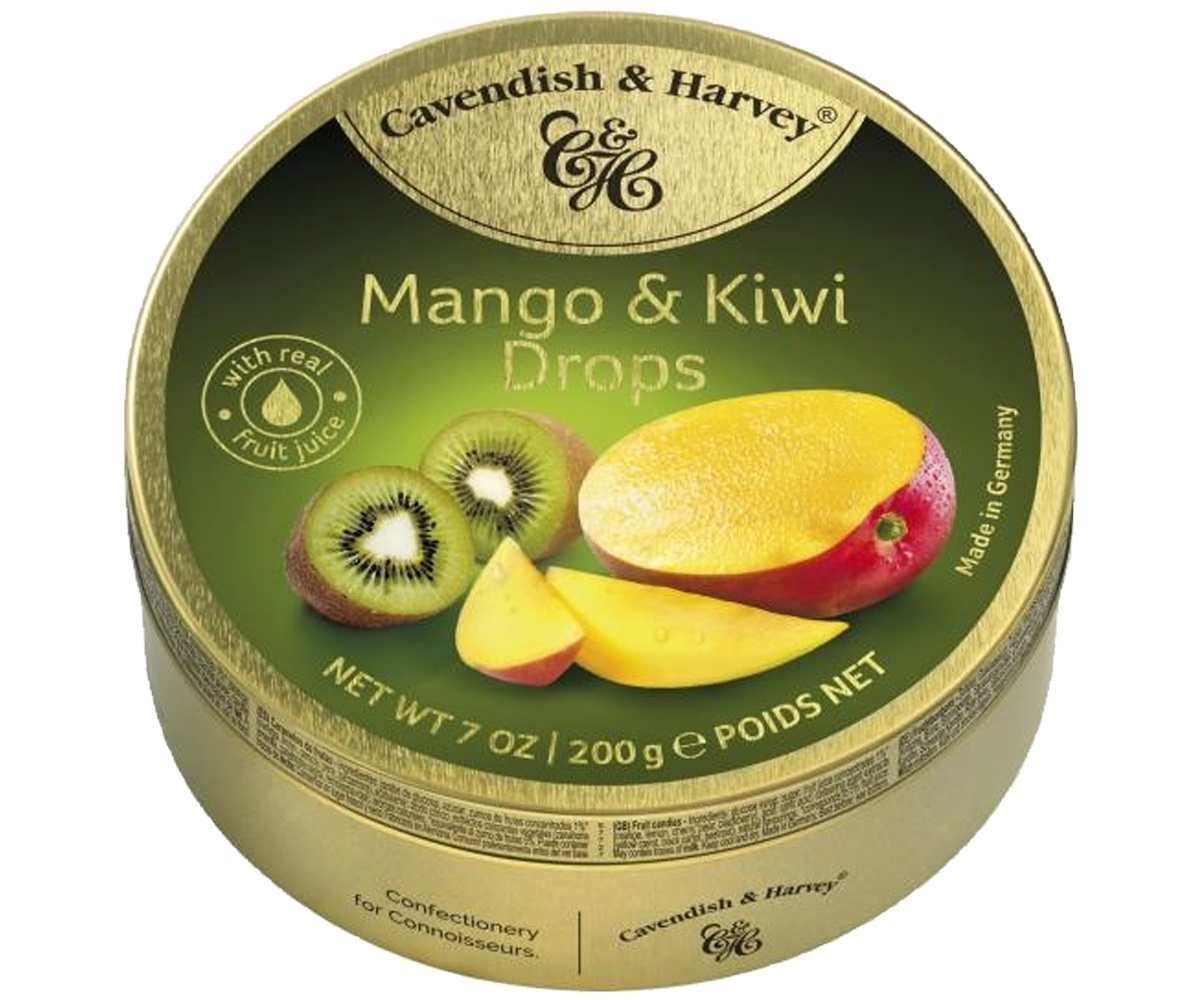 Voordeelverpakking Snoepgoed - 6 blikjes Mango/Kiwi Drops á 200 gram