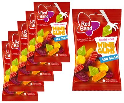Voordeelverpakking Snoepgoed - 6 zakjes Red Band Winegums á 100 gram 1081780