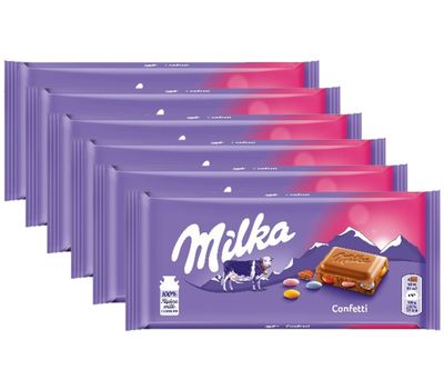 Voordeelverpakking Snoepgoed - 6 repen Milka chocoladereep Confetti á 100 gram 1081814