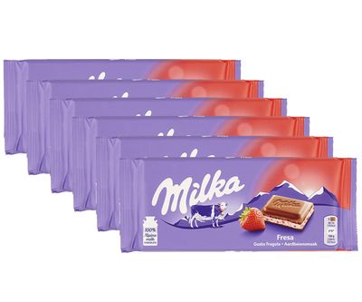 Voordeelverpakking Snoepgoed - 6 repen Milka chocoladereep Aardbei á 100 gram 1081808