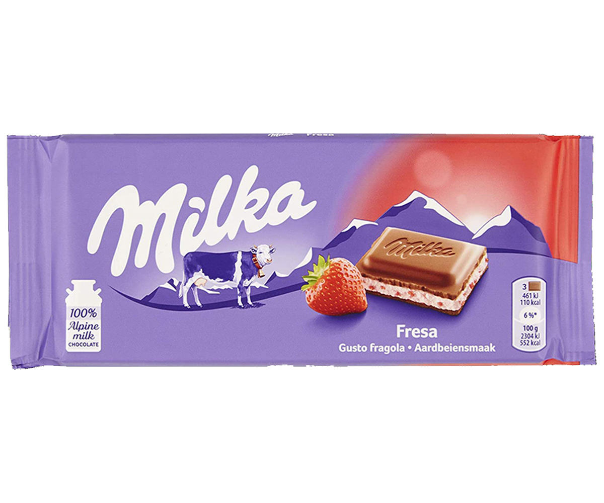 Voordeelverpakking Snoepgoed - 6 repen Milka chocoladereep Aardbei á 100 gram