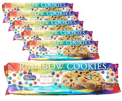 Voordeelverpakking Snoepgoed - 6 verpakkingen Merba Rainbow Cookies á 150 gram 1081778
