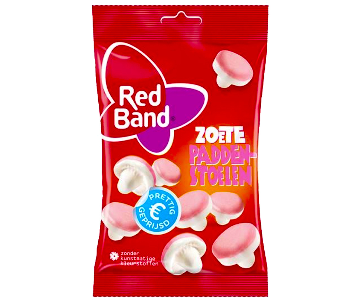 Voordeelverpakking Snoepgoed - 6 zakken Red Band Zoete Paddenstoelen á 130 gram