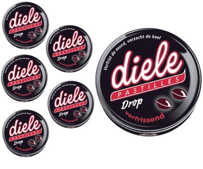 Voordeelverpakking Snoepgoed - 6 doosjes Diele Pastilles Drop In Blik á 75 gram 1081668