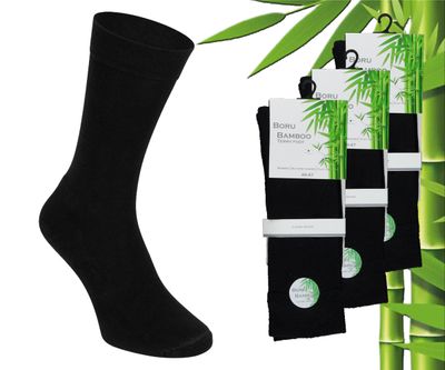 3 Paar Boru Bamboo Sokken - Bamboe - Badstof - Zwart - Maat 46-47 1082516