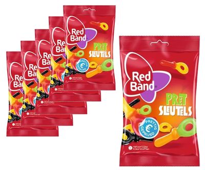 Voordeelverpakking Snoepgoed - 6 zakken Red Band Pretsleutels á 180 gram 1081862