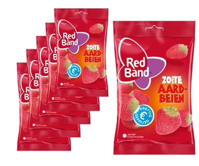 Voordeelverpakking Snoepgoed - 6 zakken Red Band Aardbeien á 180 gram 1081712