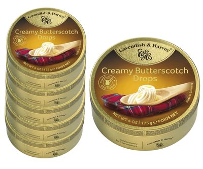 Voordeelverpakking Snoepgoed - 6 blikjes Butterscotch Drops á 175 gram 1081738