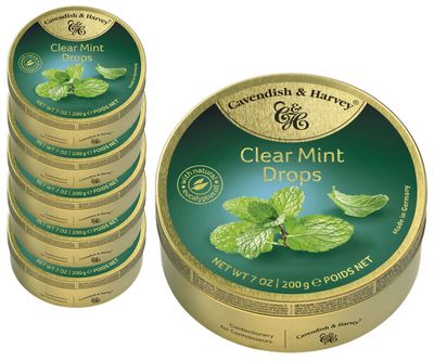 Voordeelverpakking Snoepgoed - 6 blikjes Clear Mint Drops á 200 gram 1081656