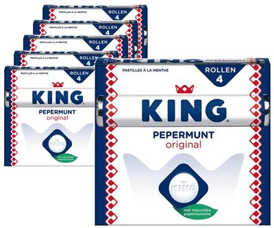 Voordeelverpakking Snoepgoed - 6 x 4-pack King Pepermunt Original á 44 gram per rol 1081632