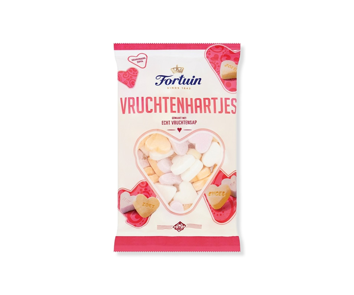 Voordeelverpakking Snoepgoed - 6 zakken Vruchtenhartjes Fortuin á 200 gram