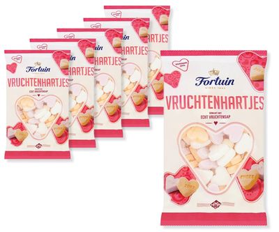 Voordeelverpakking Snoepgoed - 6 zakken Vruchtenhartjes Fortuin á 200 gram 1081650