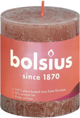 Bolsius Stompkaars Suede Brown Ø68 mm - Hoogte 8 cm - Roodbruin - 35 branduren 1080039