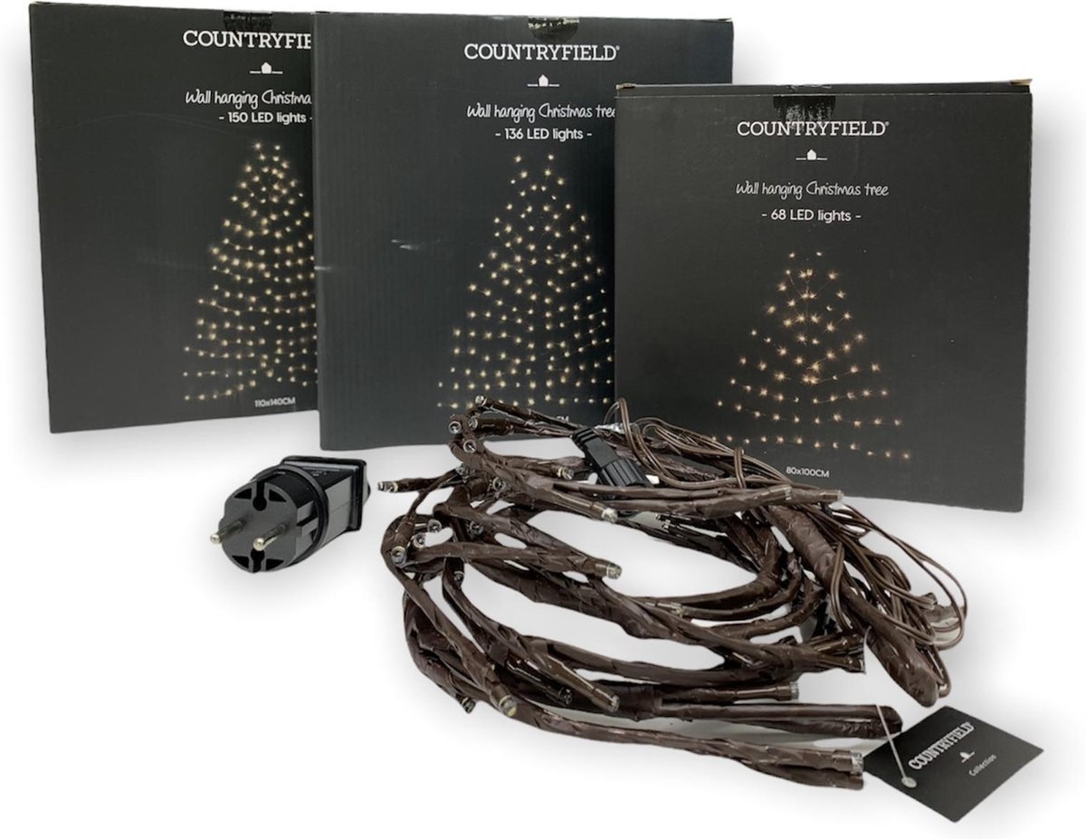 Countryfield LED-boom Kerstboom van LED-verlichting voor aan de muur 100 x 120 cm | 136 LED&#039;s