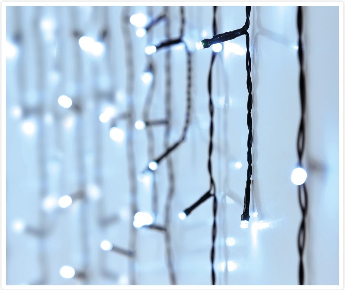 IJspegel kerstverlichting 6 meter lengte met 180 LED&#039;s - WIT - voor binnen &amp; buiten