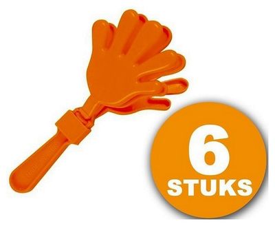 Oranje Feestartikel | 6 stuks Oranje Handjesklapper | Nederlands Elftal EK/WK Voetbal | Oranje Versiering Versierpakket Nederlands Elftal Oranjepakket 1081500