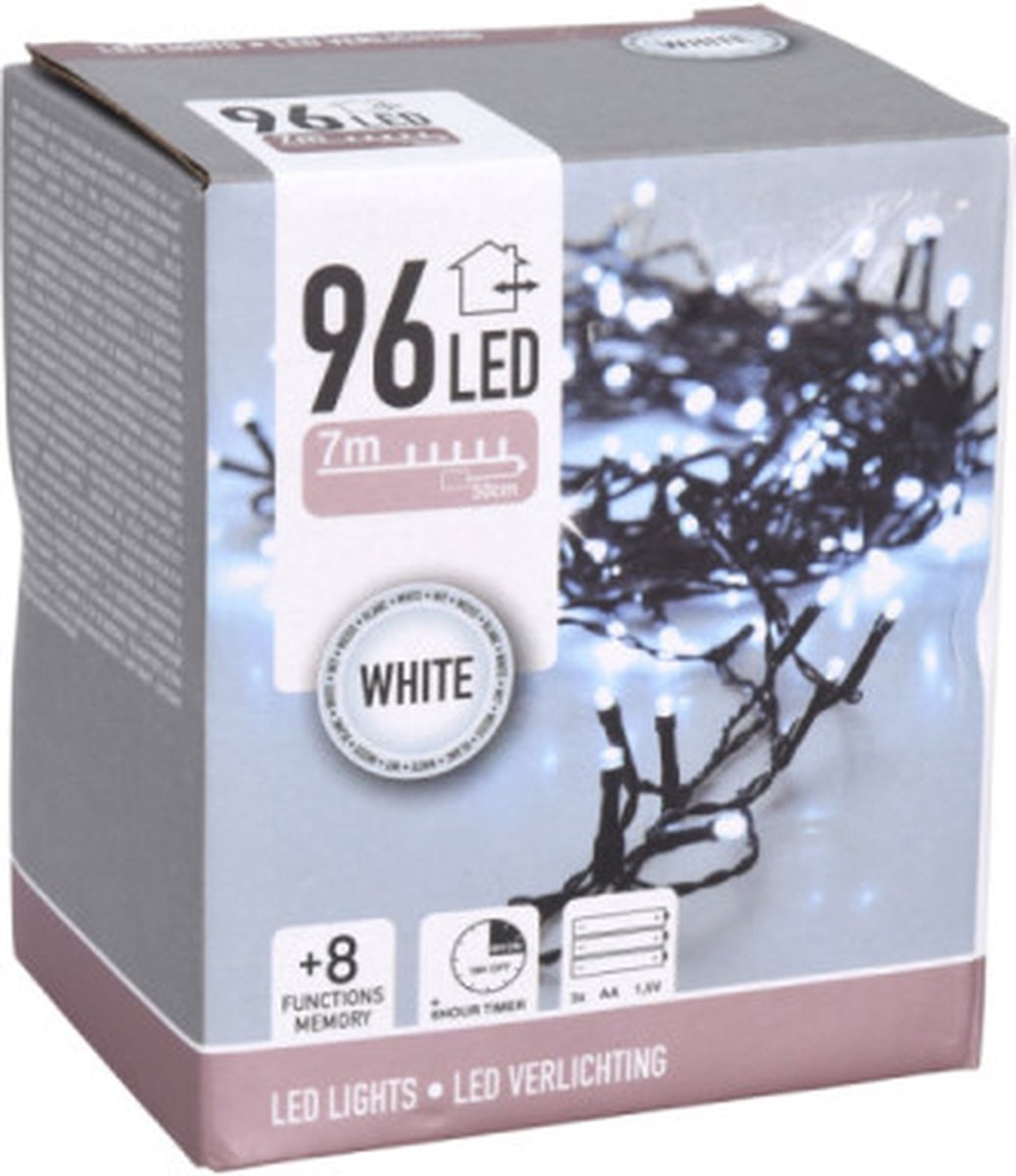 Led Verlichting met Timer| 96 LED | 7 meter | Wit licht | 8 standen