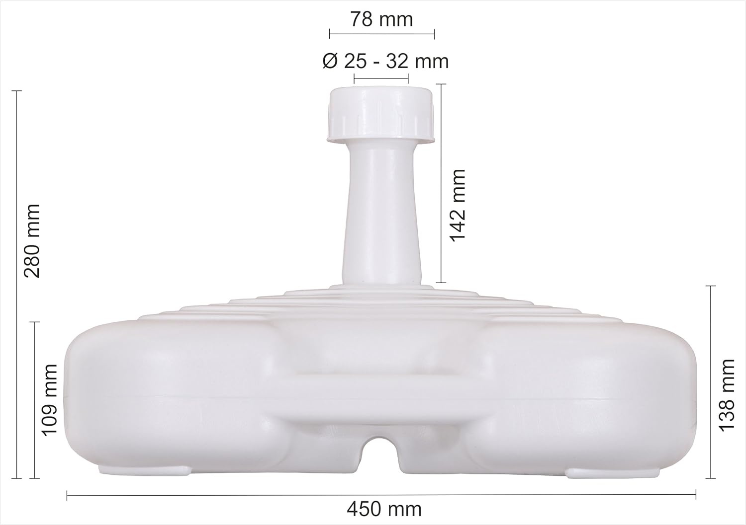Parasolvoet Vulbaar 17 liter - Wit