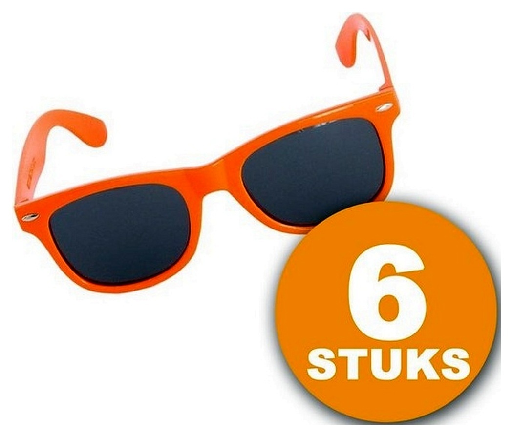 Oranje Feestbril | 6 stuks Oranje Bril Blues | Feestkleding EK/WK Voetbal | Oranje Versiering Versierpakket Nederlands Elftal Oranjepakket