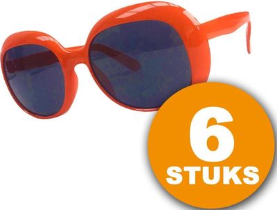 Oranje Feestbril | 6 stuks Oranje Bril Partybril Julie | Feestkleding EK/WK Voetbal | Oranje Versiering Versierpakket Nederlands Elftal Oranjepakket 1081418