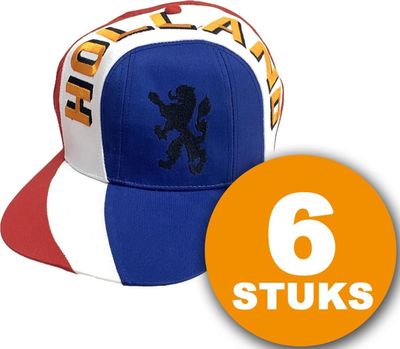 Oranje Feestpet | 6 stuks Pet Holland | Feestkleding EK/WK Voetbal | Rood-Wit-Blauw | Oranje Versiering Versierpakket Nederlands Elftal Oranjepakket 1081400