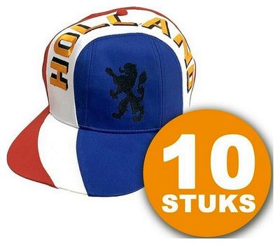 Oranje Feestpet | 10 stuks Pet Holland | Feestkleding EK/WK Voetbal | Rood-Wit-Blauw | Oranje Versiering Versierpakket Nederlands Elftal Oranjepakket 1081402
