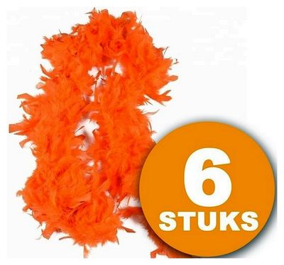 Oranje Feestkleding | 6 stuks Oranje Boa 180 cm | Feestkleding EK/WK Voetbal | Oranje Versiering Versierpakket Nederlands Elftal Oranjepakket 1081442