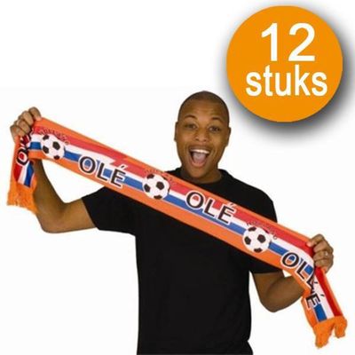 Oranje Versiering | 12 stuks Oranje Sjaal Nederlands Elftal EK/WK Voetbal 1081534