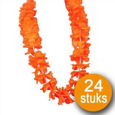 Oranje Versiering | 24 stuks Oranje Krans Hawaii de Luxe 1081530