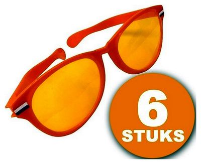 Oranje Feestbril | 6 stuks Oranje Bril Megabril | Feestkleding EK/WK Voetbal | Oranje Versiering Versierpakket Nederlands Elftal Oranjepakket 1081430