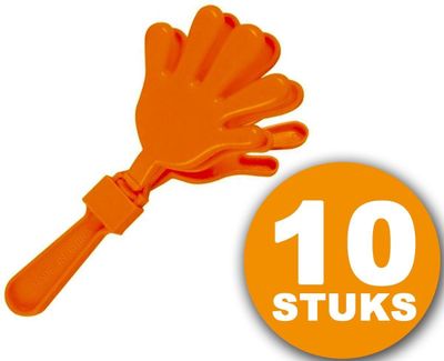 Oranje Feestartikel | 10 stuks Oranje Handjesklapper | Nederlands Elftal EK/WK Voetbal | Oranje Versiering Versierpakket Nederlands Elftal Oranjepakket 1081502