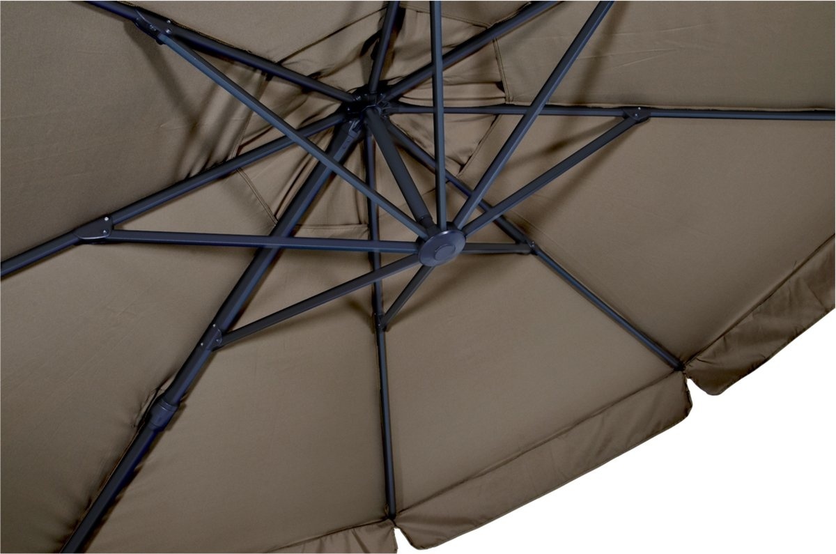 Zweefparasol Virgo Taupe Ø350 cm - inclusief zware parasolvoet