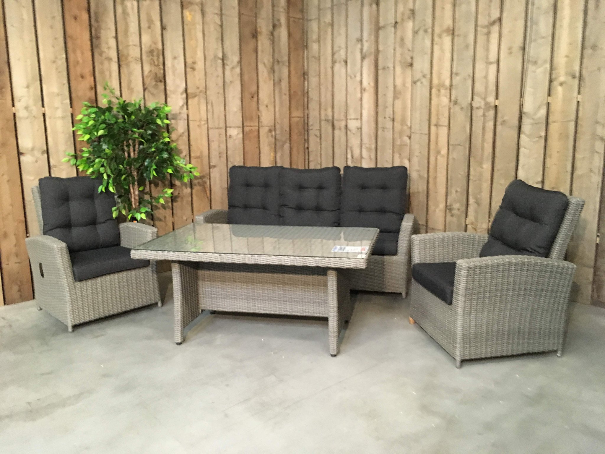 Loungeset / Sofaset Canberry Blended Grey voor 5 personen | met verstelbare rugleuning