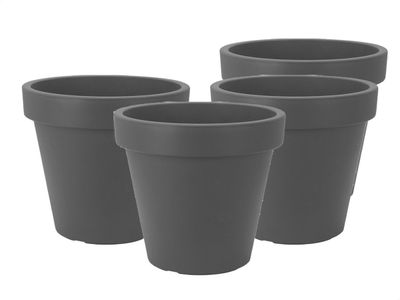 Set van 4 stuks Kunststof Bloempot Antraciet Ø58 cm - Dubbelwandig - Hoogte 52 cm 1085610