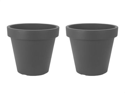 Set van 2 stuks Kunststof Bloempot Antraciet Ø48 cm - Dubbelwandig - Hoogte 43 cm 1085596