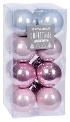Kerstballen Roze & Wit ⌀5 cm - 16 Kerstballen 1084383