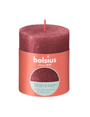 Bolsius Stompkaars Shimmer Red - Ø68 mm - Hoogte 8 cm - Rood - 35 Branduren 1084091