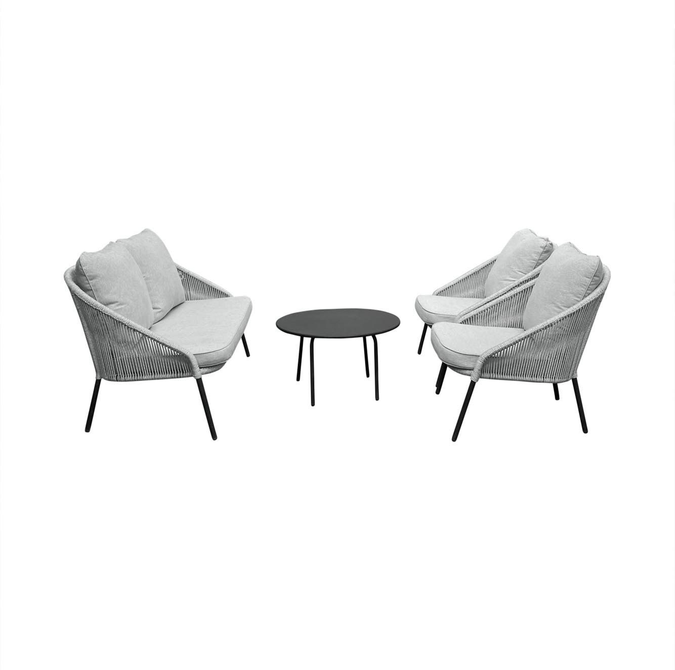 Loungeset Natal Grijs 4-delig | Aluminium met touw vlechtwerk