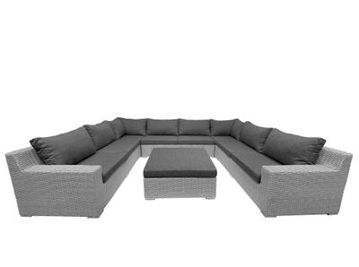 8-persoons Loungeset Colorado Blended Grey | U-opstelling met antraciet kussens incl. hocker 1083231